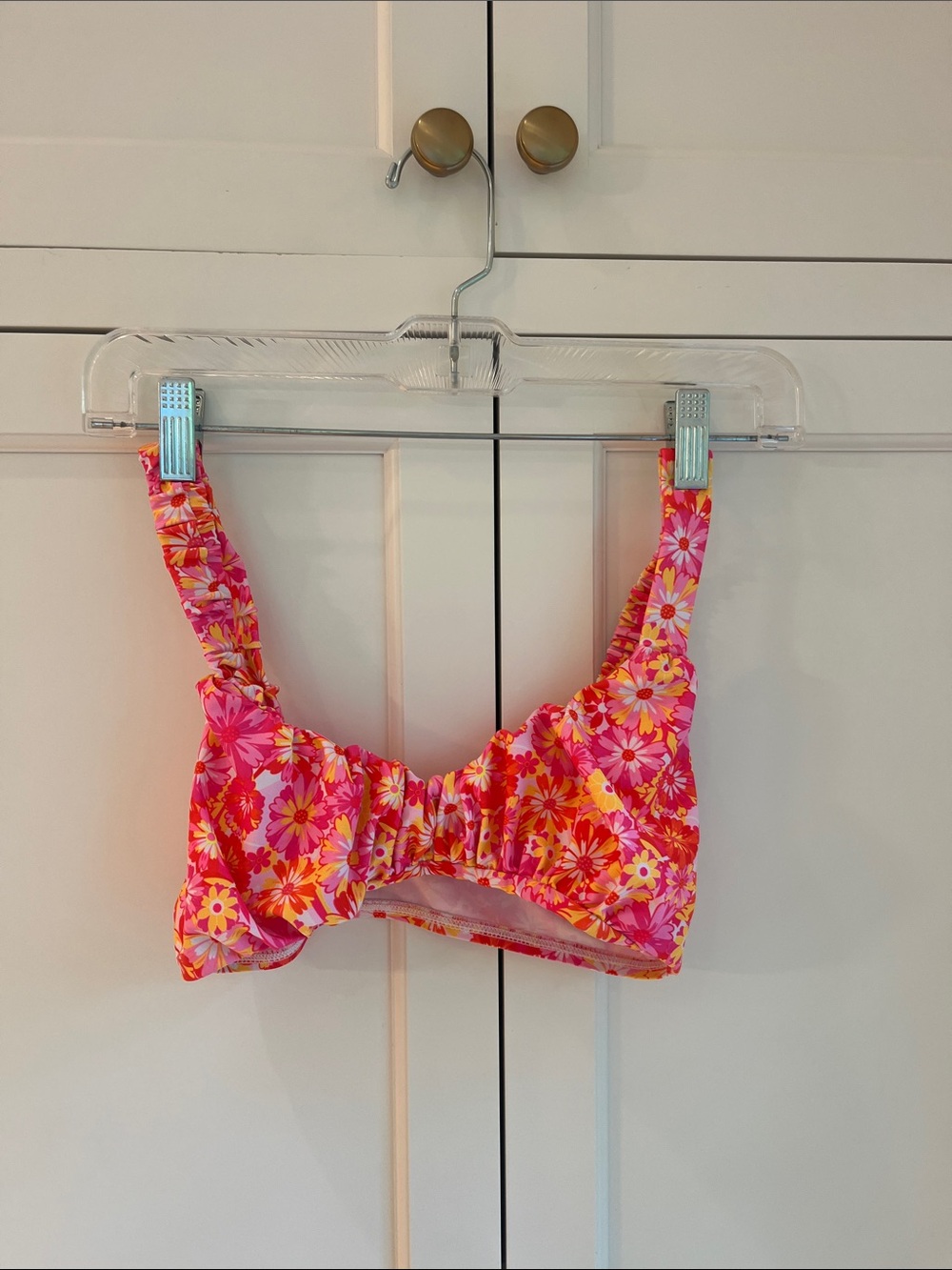 Floral Pink & Yellow Bikini Top